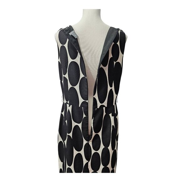 Ann Taylor Retro Cotton Silk Geometric Black And White Cocktail Midi Dress - Picture 5 of 8